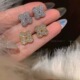 日系新款 2025镶钻四叶草耳钉女小众设计高级感轻奢饰品耳环气质款