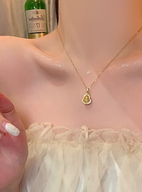 钛钢真金电镀葫芦项链