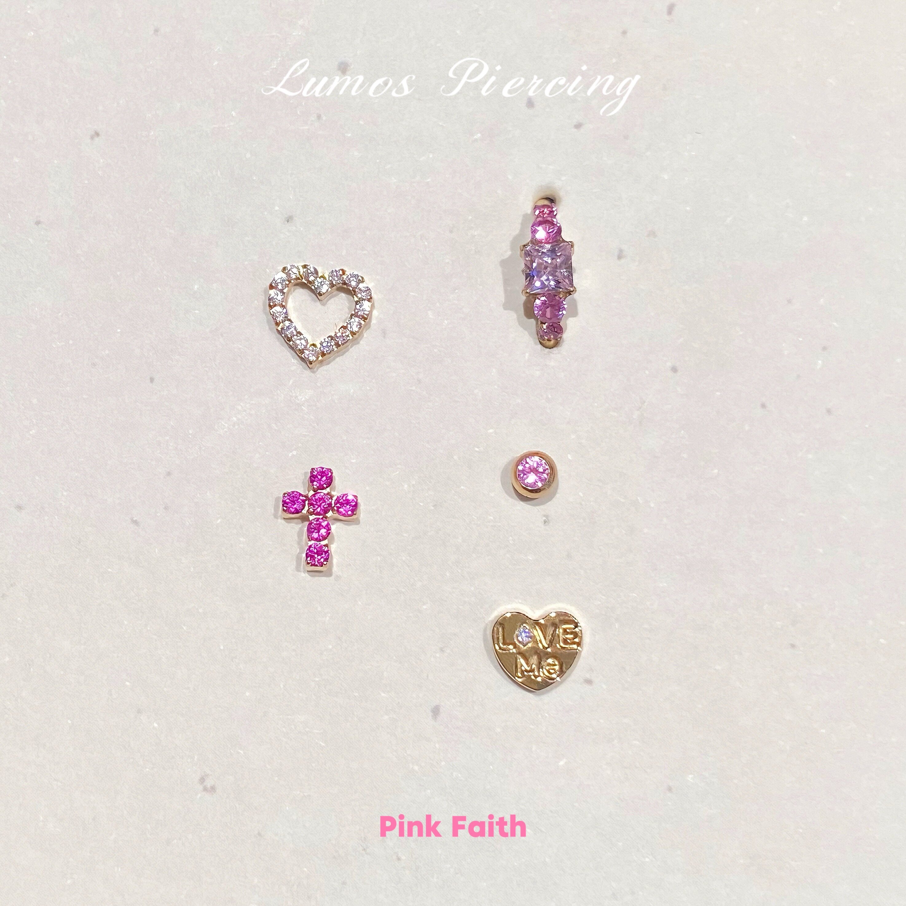 Lumos Pink Faith系列F136内螺旋钛合金耳钉耳骨钉耳圈Flat耳屏钉