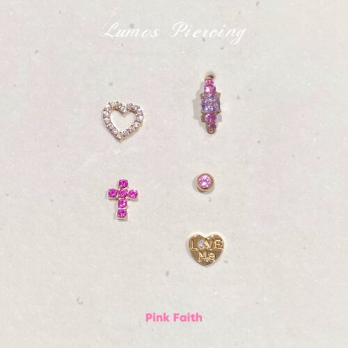 Lumos Pink Faith系列F136内螺旋钛合金耳钉耳骨钉耳圈Flat耳屏钉