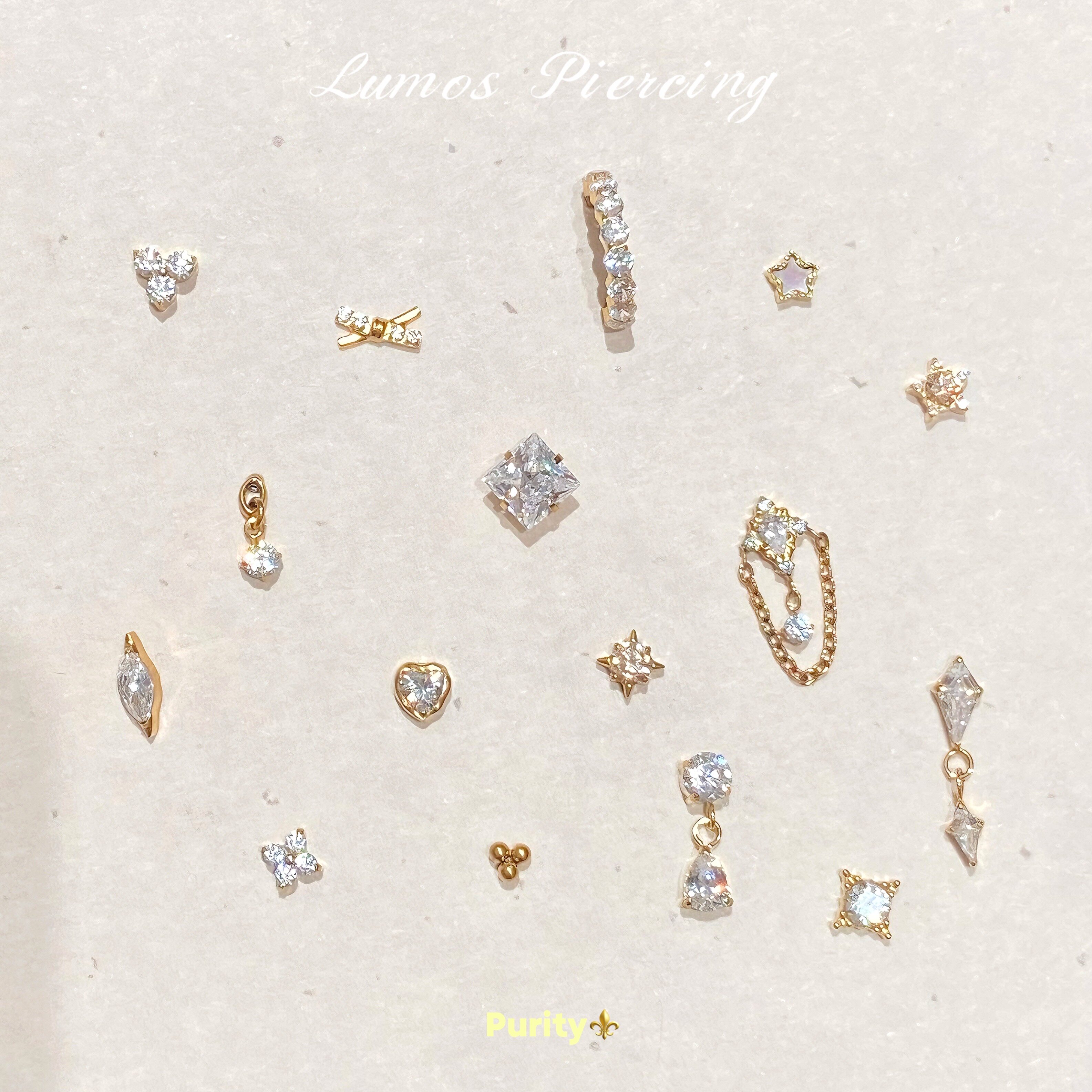 Lumos Purity系列镀金内螺旋F136钛合金耳钉耳骨钉耳蜗钉Flat免摘