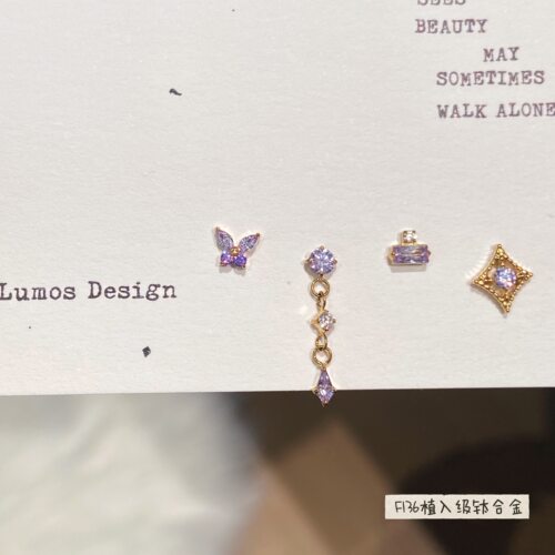 Lumos 董栖 淡紫色设计感F136内螺旋医用钛合金耳钉耳骨钉 T070