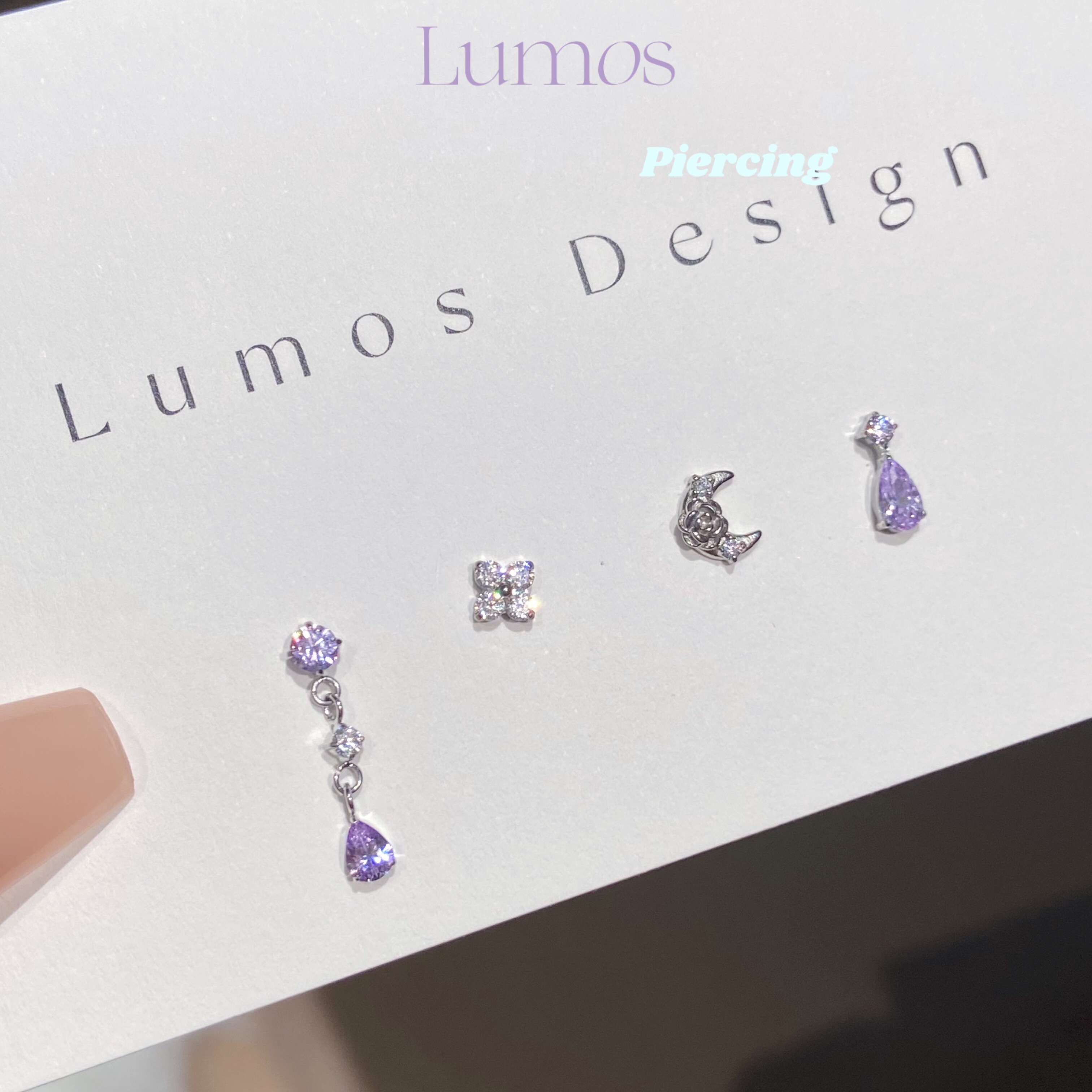 Lumos紫色锆石钛合金耳钉养耳洞