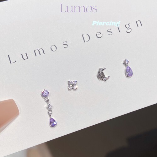 Lumos紫色锆石钛合金耳钉养耳洞