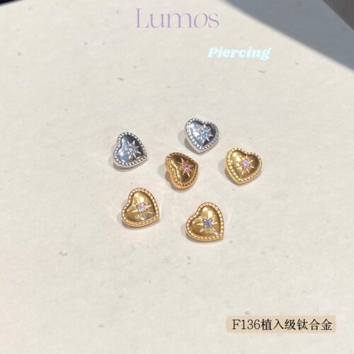 Lumos 无畏之星 爱心设计F136内螺旋钛合金耳钉耳骨钉养耳洞T104