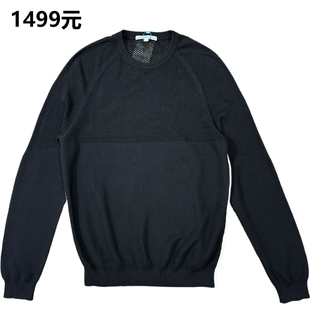 品牌正品专柜1499元男士时尚套头圆领针织衫纯棉透气修身打底青年