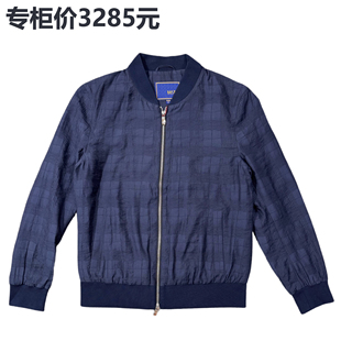 高端一线男装 藏蓝色提花棒球领夹克外套 专柜3285轻便休闲风衣