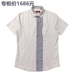 一线奢牌男士纯棉修身短袖衬衫
