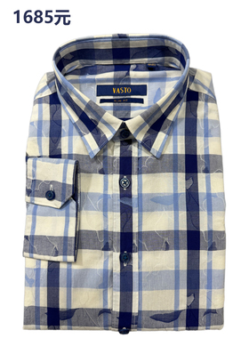 商场正品撤柜1685元男士时尚印花长袖衬衫舒适透气修身版都市青年