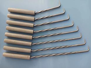 不锈钢滚花防滑手柄钢筋工专用扎钩扎勾7.5MM螺纹桩芯钢杆子绑钩