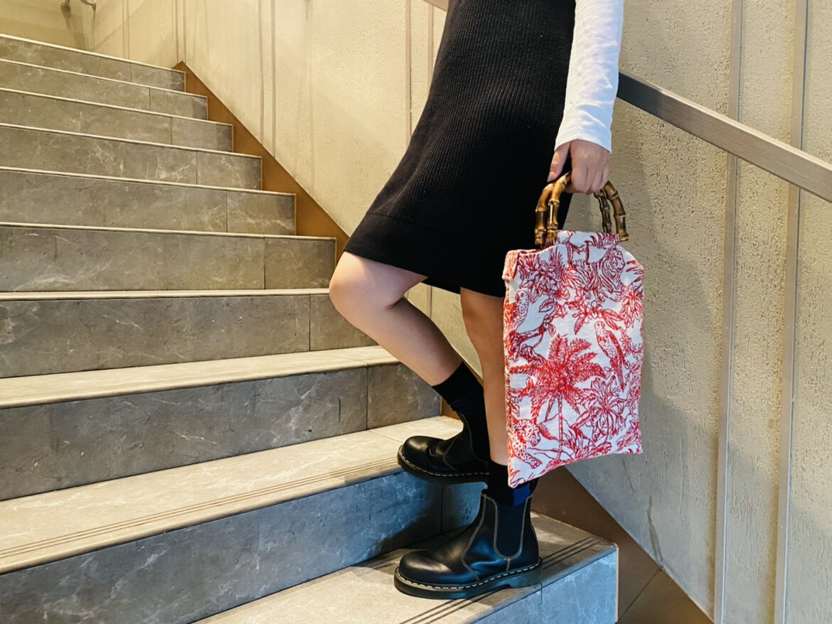 魚stillearly提花复古红白线描森林动物园竹节双层手提单肩包