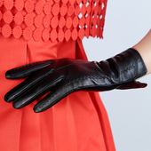 女士触屏皮手套女秋冬季 皮手套女 皮手套加绒加厚保暖骑车开车时尚