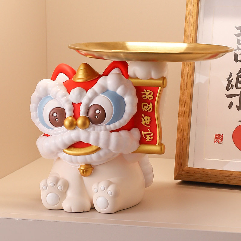 国潮醒狮吉祥物财神爷桌面玄关收纳托盘摆件店铺开业乔迁送礼装饰,家居饰品,桌面摆件,淘宝优惠券,粉丝福利购,淘宝优惠卷