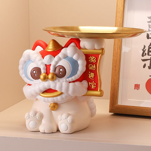 新年醒狮吉祥财神爷收纳摆件送礼
