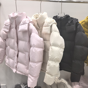 LU款五格2025冬季新款羽绒服女短款连帽加厚保暖白鸭绒面包服外套