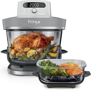 欧美代购Ninja Crispi pro 多功能玻璃空气炸锅便携带2个碗 2KW