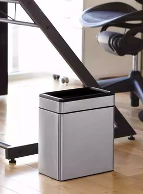 代购美国Simplehuman 高端厨房卫生间不锈钢开盖垃圾桶垃圾分类