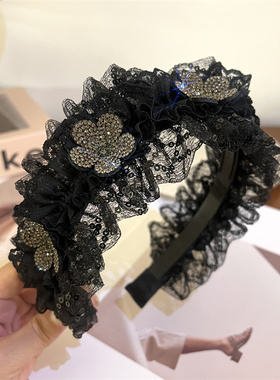 熹野发饰亚克力蕾丝花朵发箍