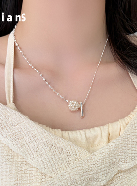 珍珠花球抽拉锁骨毛衣链女百搭