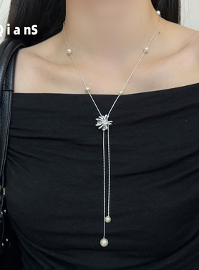 2026新款烟花珍珠流苏长款毛衣链