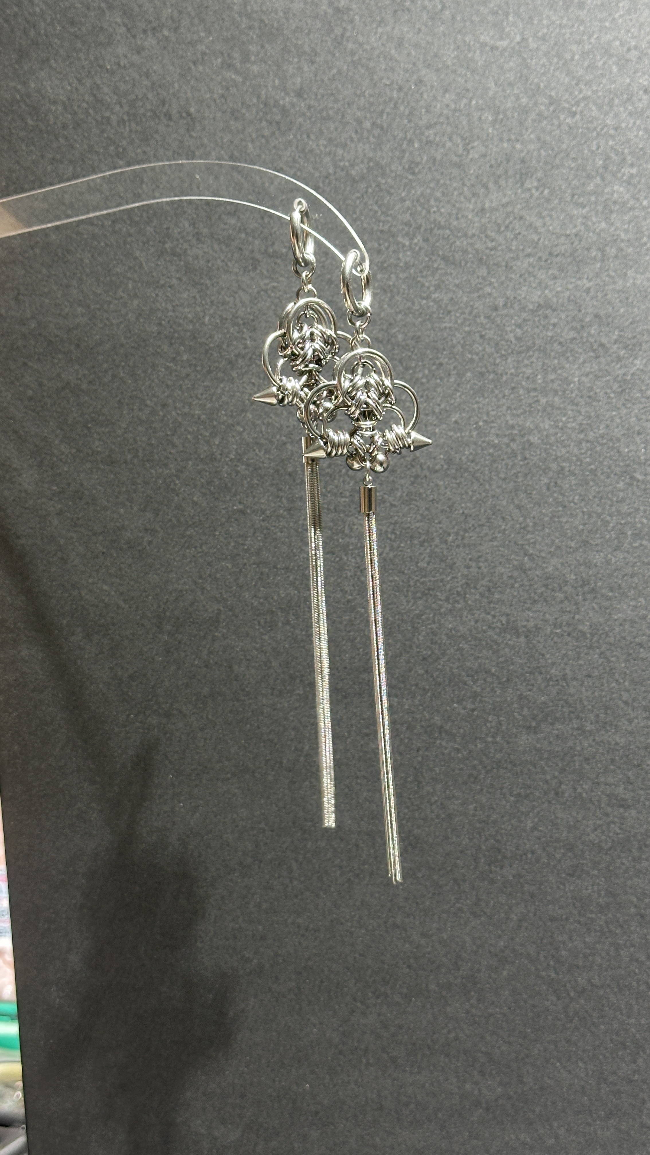 兰影蝴蝶兰专拍锁子甲耳饰钛钢耳圈