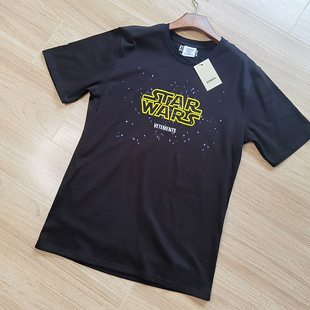 特价 T恤星球大战发泡黄色字母宽松T恤维特萌情 Vetements黑色短袖