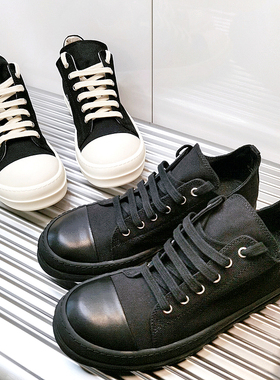 koan自制2021RO副线帆布低帮系带鞋情侣奶香底TPU厚底鞋暗黑风