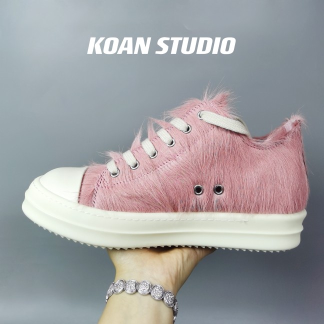 KOAN自制粉色马毛低帮系带白头鞋主线RO情侣厚底鞋TPU硬底休闲鞋