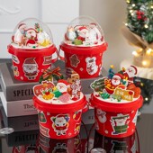 2026圣诞节手提奶油桶蛋糕装 饰雪人老人圣诞节快乐贴纸平安夜装 扮