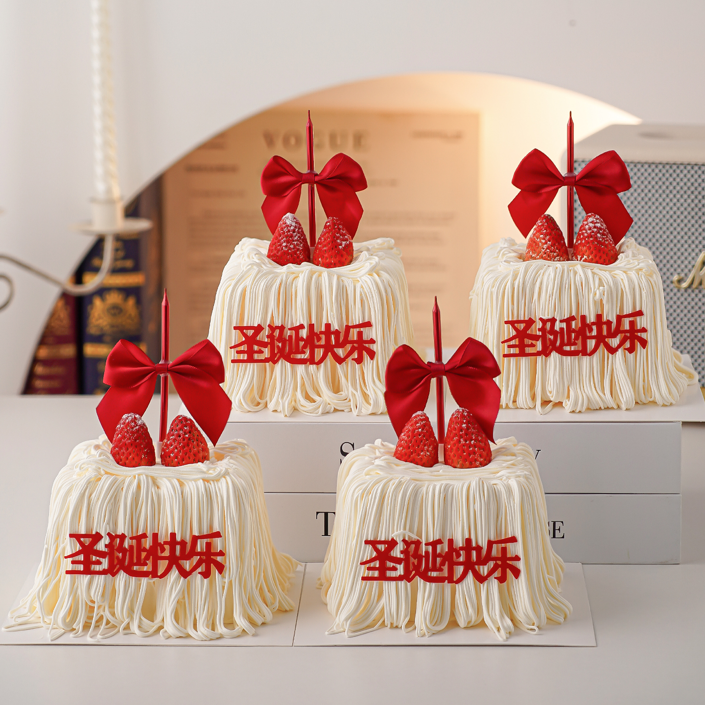 2026圣诞节草莓蛋糕装饰圣诞节快乐亚克力插件平安夜派对甜品装扮