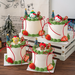 2026圣诞节卡通蛋糕装 扮插件 饰苹果帽卡皮巴拉圣诞树小猫节日装