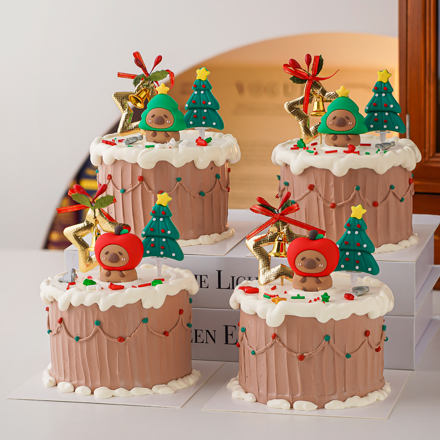 2026圣诞节蛋糕装饰苹果圣诞树豚摆件平安夜派对蝴蝶结叶子插件
