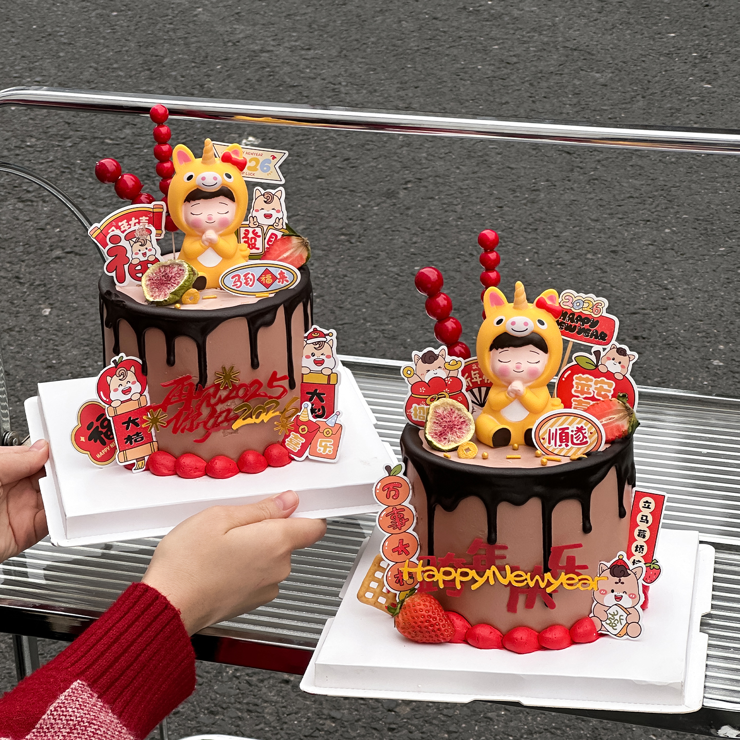 可爱生肖许愿马宝宝蛋糕装饰摆件再见2025你好2026新年亚克力插件
