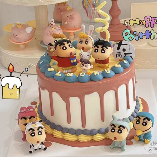 蜡笔小新男孩儿童生日蛋糕装饰