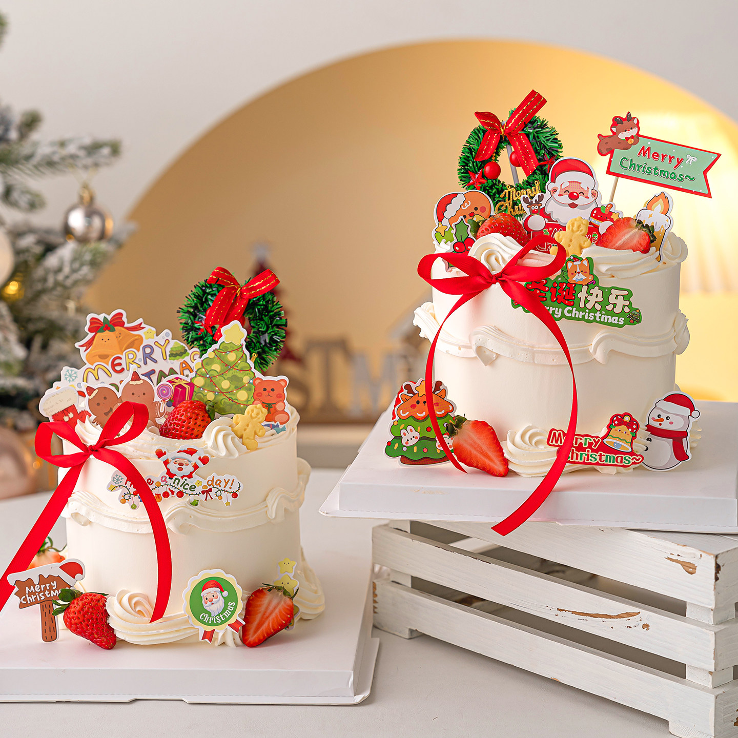 2026圣诞节快乐蛋糕装饰插牌圣诞老人雪人草圈甜品台节日装扮插件,节庆用品/礼品,蛋糕/烘焙装饰用品,淘宝优惠券,粉丝福利购,淘宝优惠卷