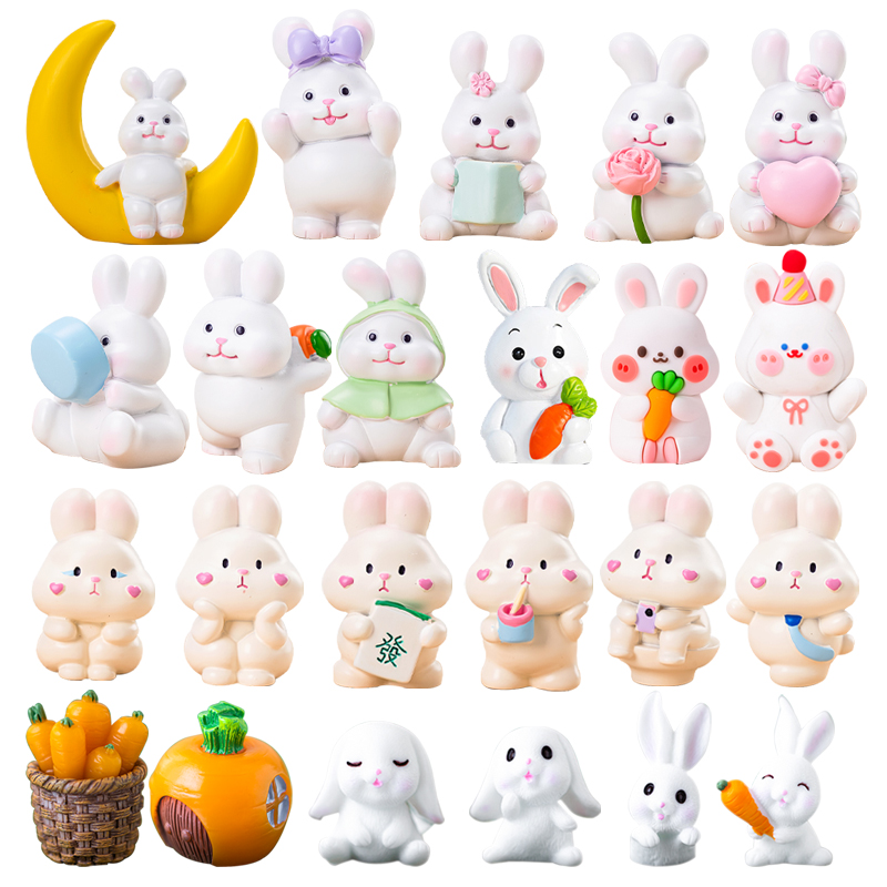 可爱卡通小兔子生日蛋糕摆件