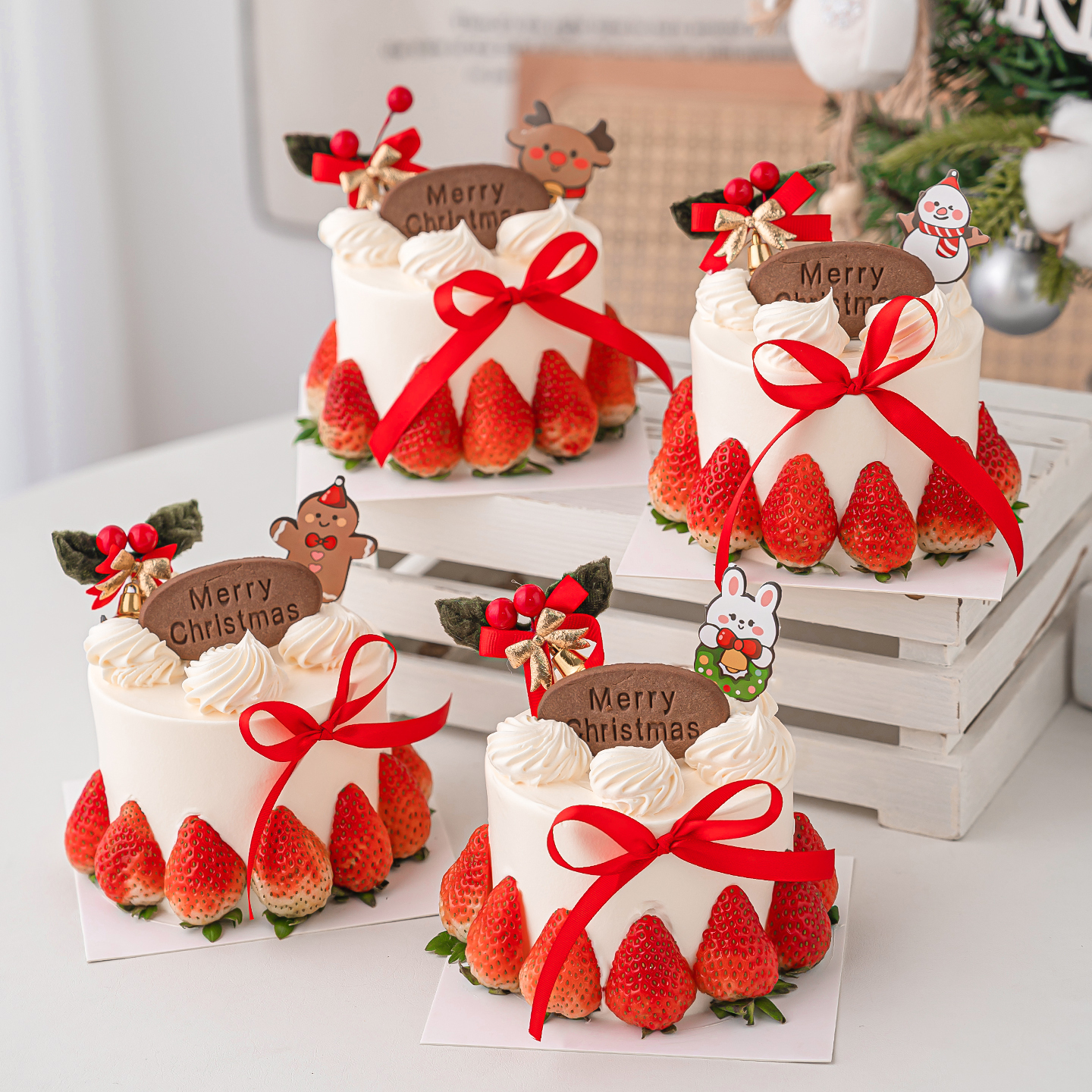 2026圣诞节快乐甜品小蛋糕装饰平安夜派对雪人麋鹿节日装扮插件