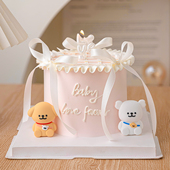 网红浪漫2.14情人节蛋糕装 饰情侣小狗摆件爱心珠光love蜡烛插件