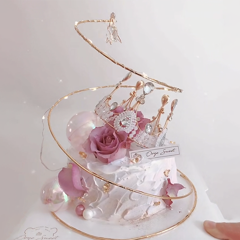 唯美浪漫圈圈许愿塔生日蛋糕装饰