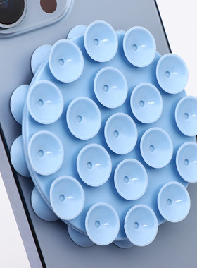 圆形双面硅胶手机吸盘支架贴便携随手贴背部防滑自拍车载固定神器