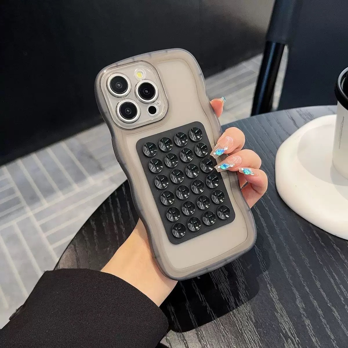 苹果纯色简约硅胶吸盘支架手机壳