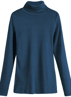 Cotton Long Sleeve Turtleneck Tshirt Women Shirt 女士高领T恤