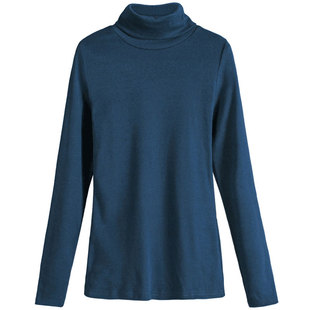 Cotton Long Sleeve Turtleneck Tshirt Women Shirt 女士高领T恤