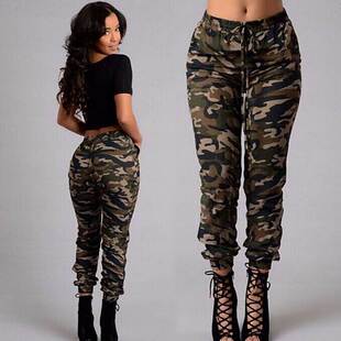 слаксы women女休闲裤 Camouflage for pants Женщин