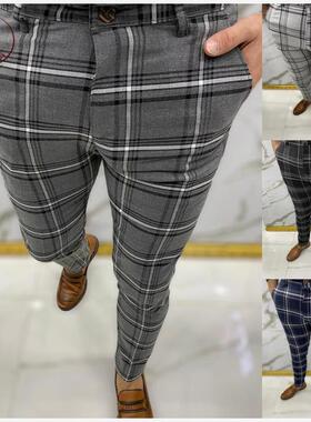 pants for men trousers for men overalls 格子裤男 休闲长裤