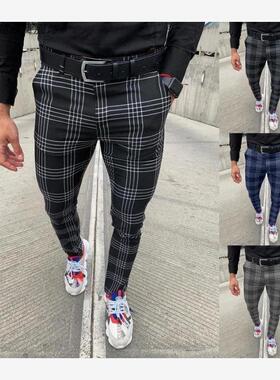 pants for men trousers for men overalls 格子裤男 休闲长裤