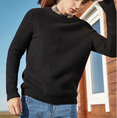 Men's Knit Bottom Shirt Jacket男纯棉圆领针织打底衫毛衣