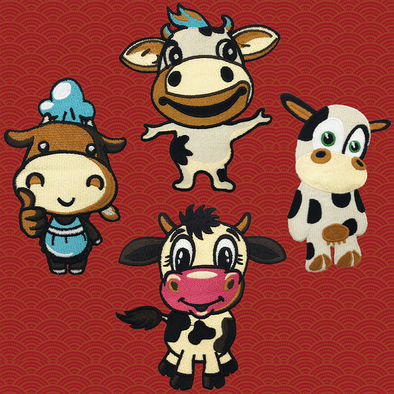 时尚潮牌水溶刺绣可爱卡通小牛布贴装饰t恤牛仔裤包包diy破洞补丁