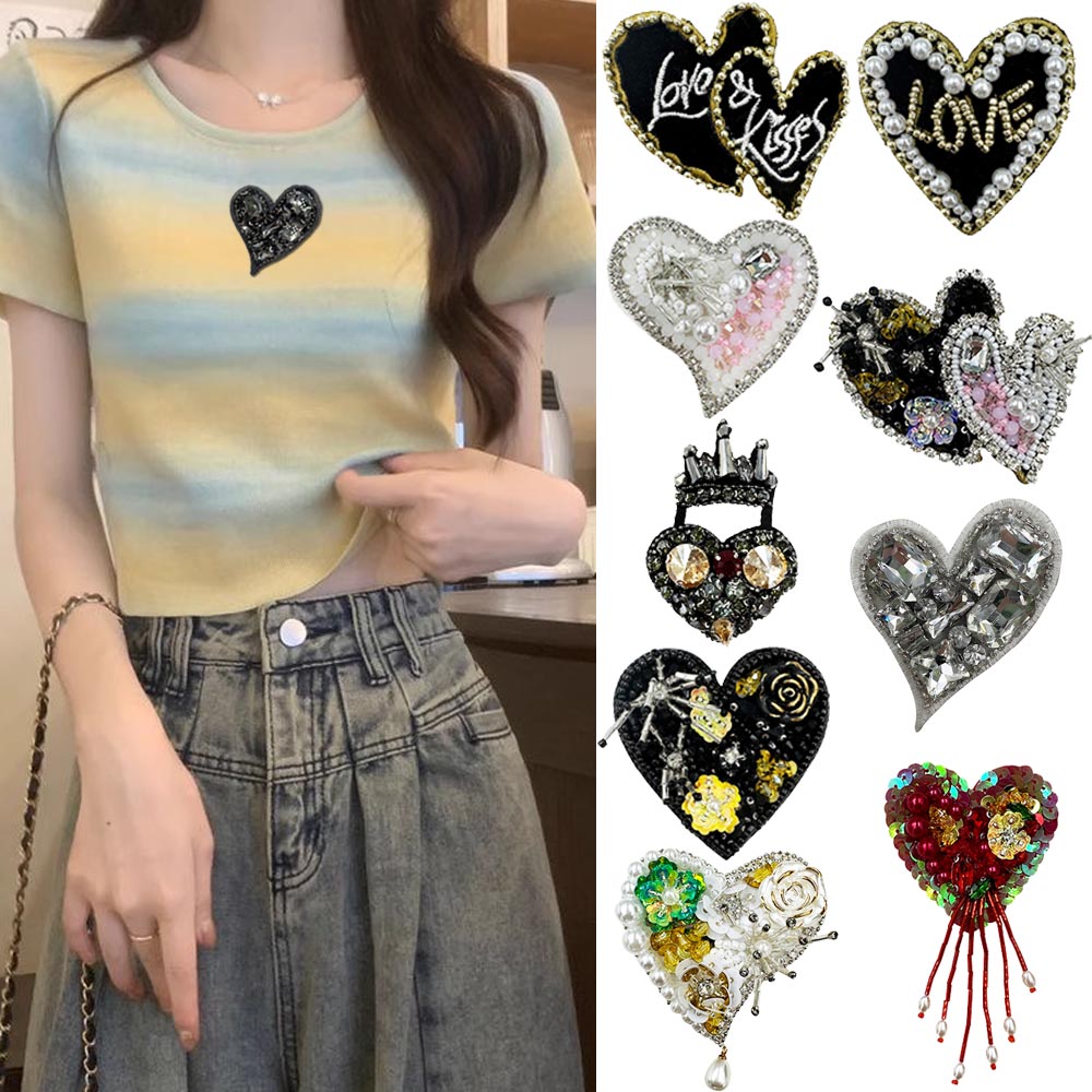 重手工心形布贴衣服鞋子包装饰贴