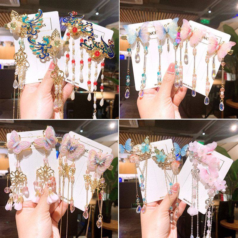 古装儿童汉服发夹头饰网红步摇古风蝴蝶发卡流苏超仙夹子飘带边夹,童装/婴儿装/亲子装,发饰,淘宝优惠券,粉丝福利购,淘宝优惠卷